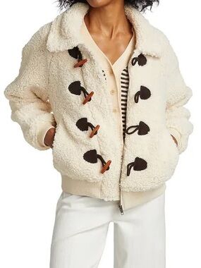 EUC The Great Sueded Toggle Sherpa Coat in Cream size M
